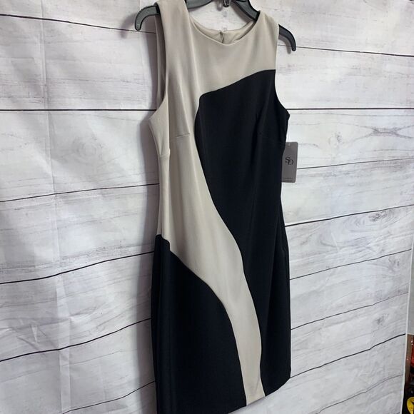 Sandra Darren Dress Sheath Small 4 6 party wedding Cocktail Zipper color-block - Picture 5 of 12